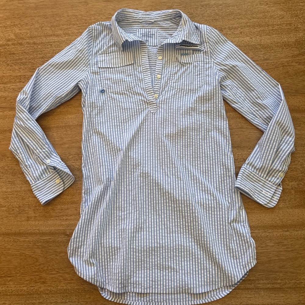 Vineyard Vines girls Blue White Striped  coverup  Dress Large L